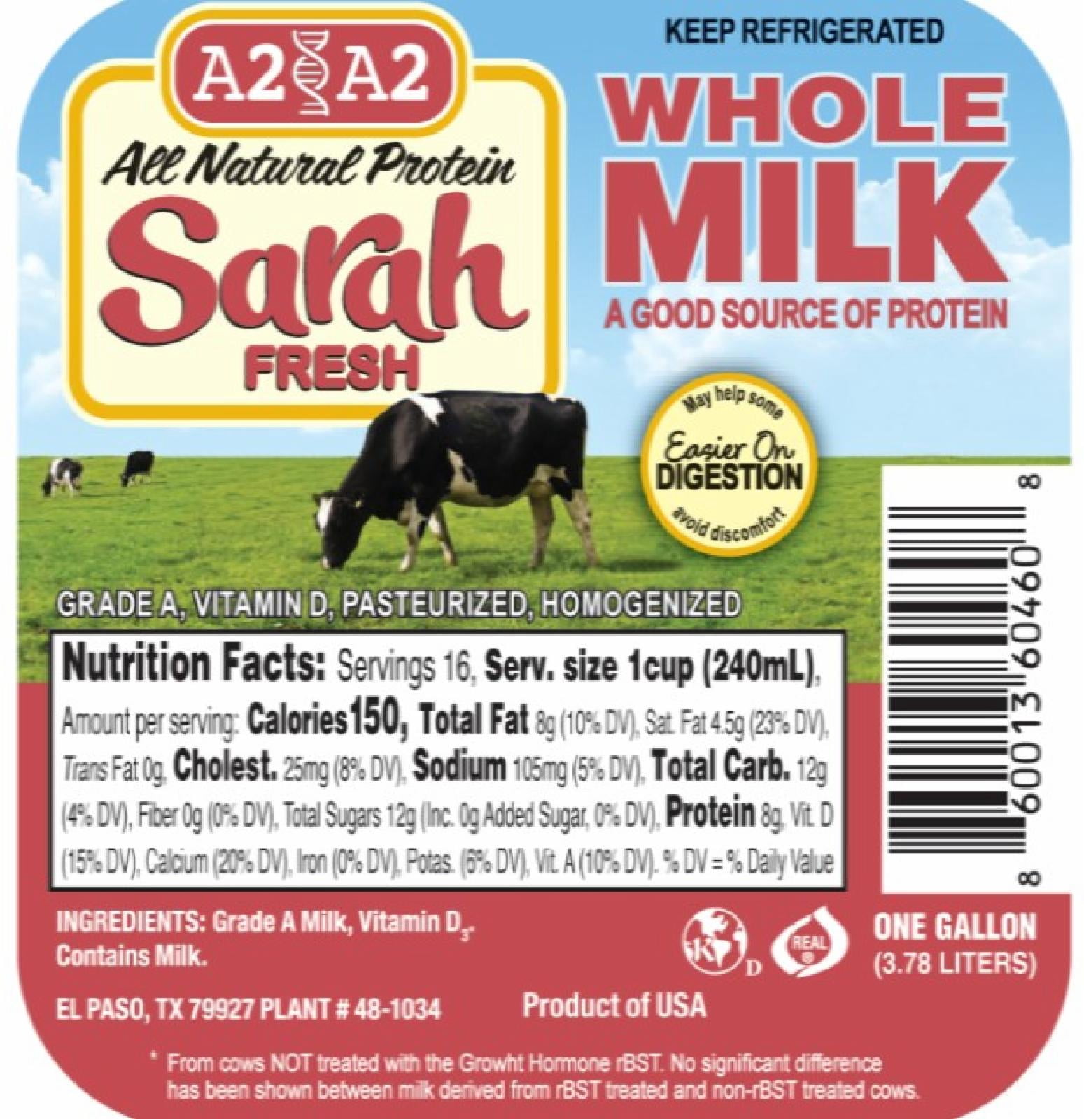 Whole Vitamin D A2/A2 Milk Gallon