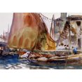 thumbnail image 2 of Sargent, John Singer 32x23 Black Ornate Wood Framed with Double Matting Museum Art Print Titled - Drying Sails, 1902-04, 2 of 4