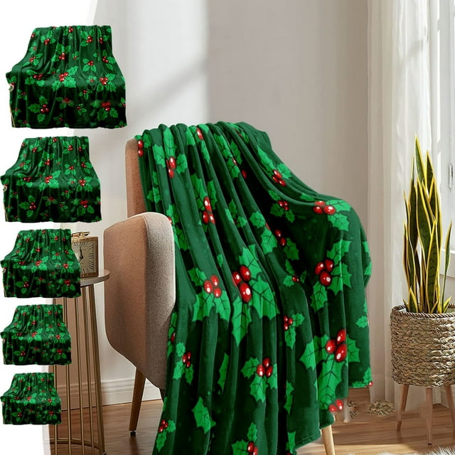 Dmlowu Christmas Flannel Blanket - Extra Soft Christmas Throw Blanket for Couch, Comfortable Fluffier Cooling Blanket for Holiday Party Christmas Decorations, 71x79 inch