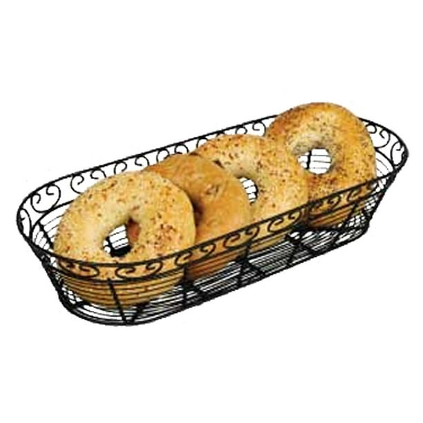 Winco WBKG15 Oblong Wire Bread Basket, 15Inch x 6.25Inch x 3Inch, Black