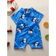thumbnail image 2 of Bagilaanoe Toddler Baby Boy One-Piece Swimsuit Cartoon Print Short Sleeve Rashguard Swimwear 3T 4T 5T Kids Summer Beach Jumpsuit Bathing Suit, 2 of 9
