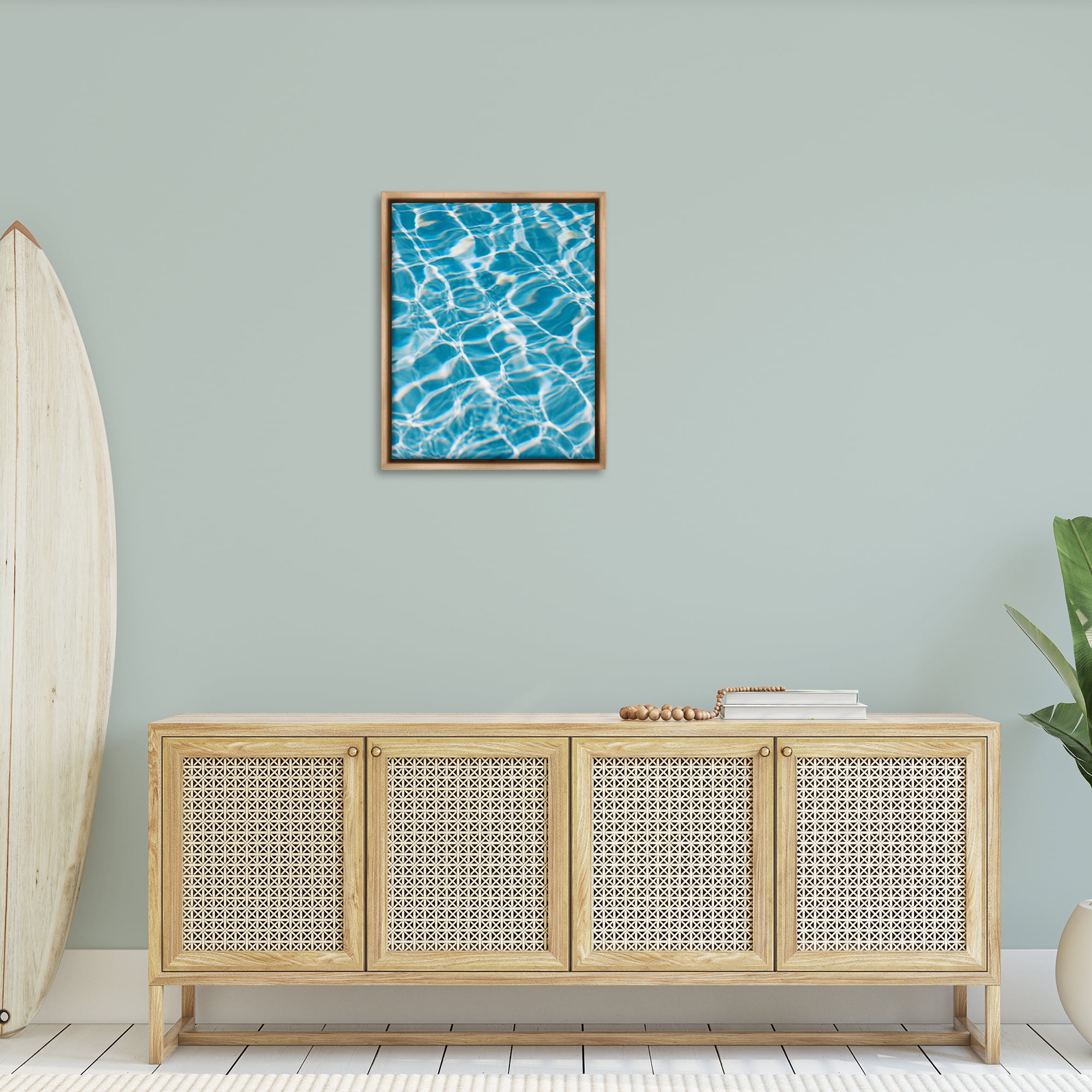 Stupell Industries Ocean Water Ripples Abstract Painting Brown Floater Framed Canvas Art Print Wall Art, 25 x 31