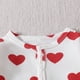 thumbnail image 5 of Gibobby pantalones siameses de pierna ancha Conjunto de diademas de mono acanalado con estampado de corazones de manga larga para el Día de San Valentín para niñas pequeñas(Blanco， 6-9 Meses), 5 of 5