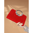 thumbnail image 4 of Women’s Red Pleated Evening Clutch Bag with Rhinestone Handle, Elegant Formal Party Wedding Prom Handbag, Crossbody Shoulder Chain Evening Bag, 4 of 7