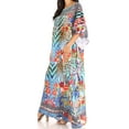 thumbnail image 4 of Sakkas Jabari Women's Maxi Short Sleeve Long Beach Kaftan Dress Boho Loose Gown - 459 - One Size, 4 of 5