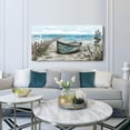 thumbnail image 6 of HFDF Wall Art for Living Room Large Beach Decor Picture Seagull Vintage Boat Ocean Sea Bird Canvas Print Seascape Nautical Painting Blue Teal Rustic Coastal Themed Cottage Décor 16x12inch Framed, 6 of 6