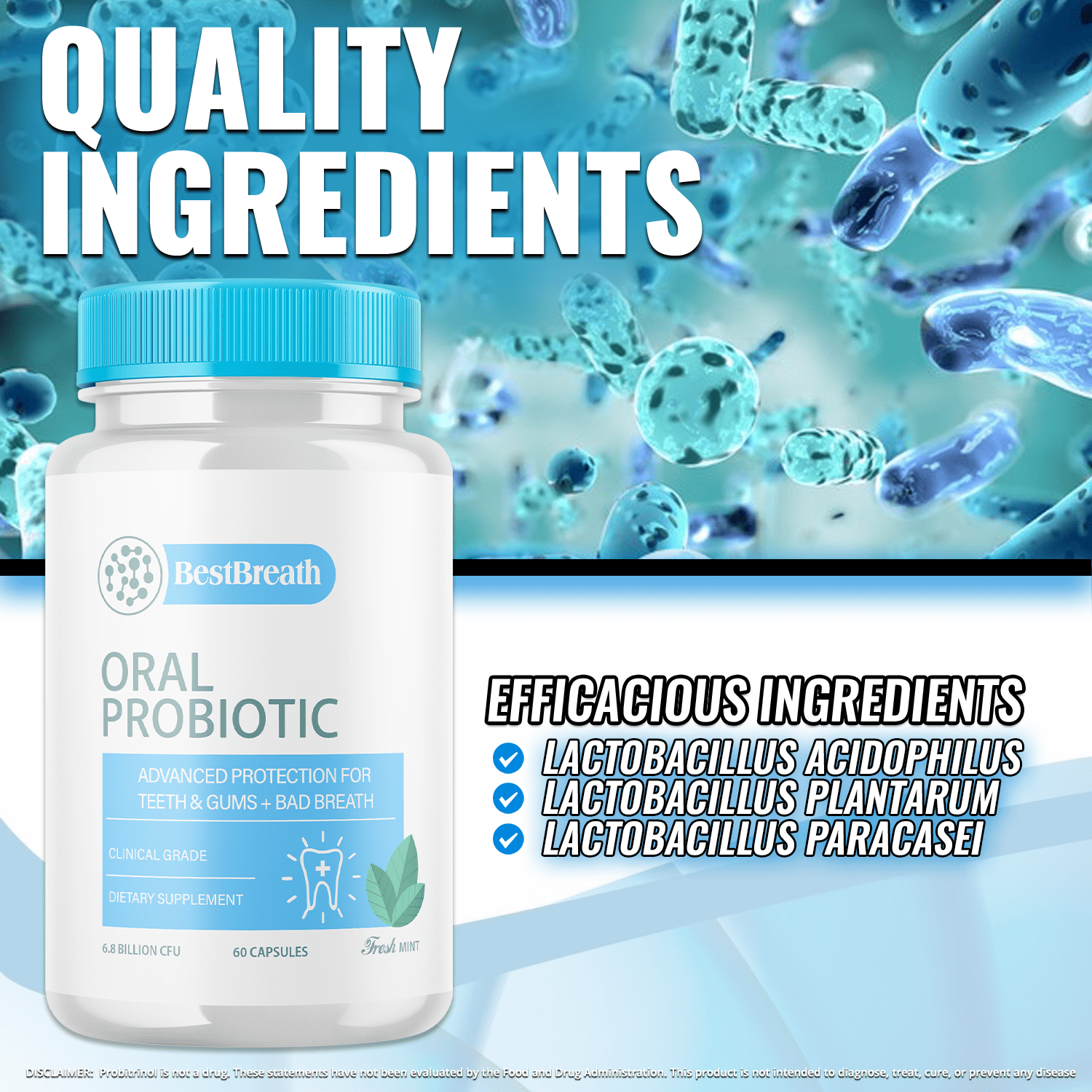 (5 Pack) Best Breath - Advanced Oral Probiotics Formula for Healthy Teeth and Gums, Fresh Breath, Ear, Nose, Throat, and Immune Health Supplement - 300 Capsules