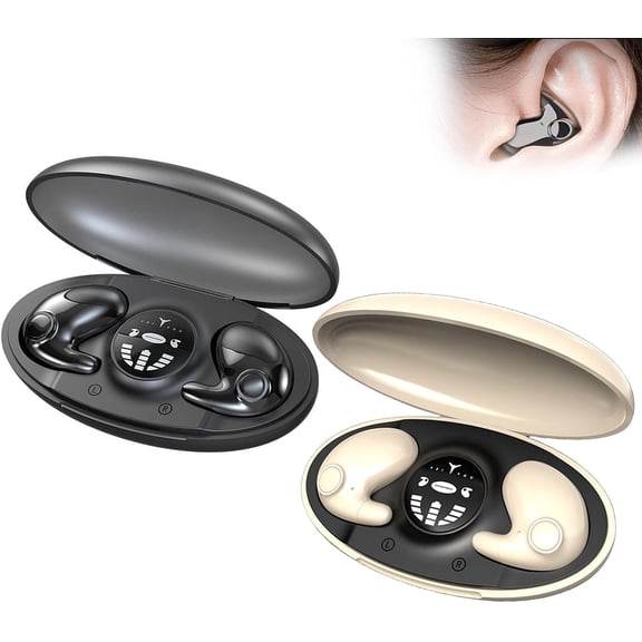Vipbugo Earbuds for Sleeping, Vipbugo Invisible Sleep Wireless Earphone,Sleeping Flat Earbuds for Side Sleepers Built-in Mic,Ipx5 Waterproof,360°Surround HiFi Sound,LED Power Display