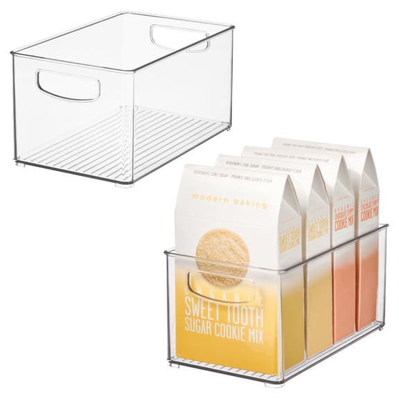 Stackable Clear Plastic Bin - Kitchen Organizers and Storage for Fridge and Pantry - Organize Countertop and Cabinet