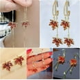 thumbnail image 2 of K-KED Fashion Maple Leaf Cubic Zirconia Stud Earrings Hoop Women Drop Dangle Jewelry-#6, 2 of 9