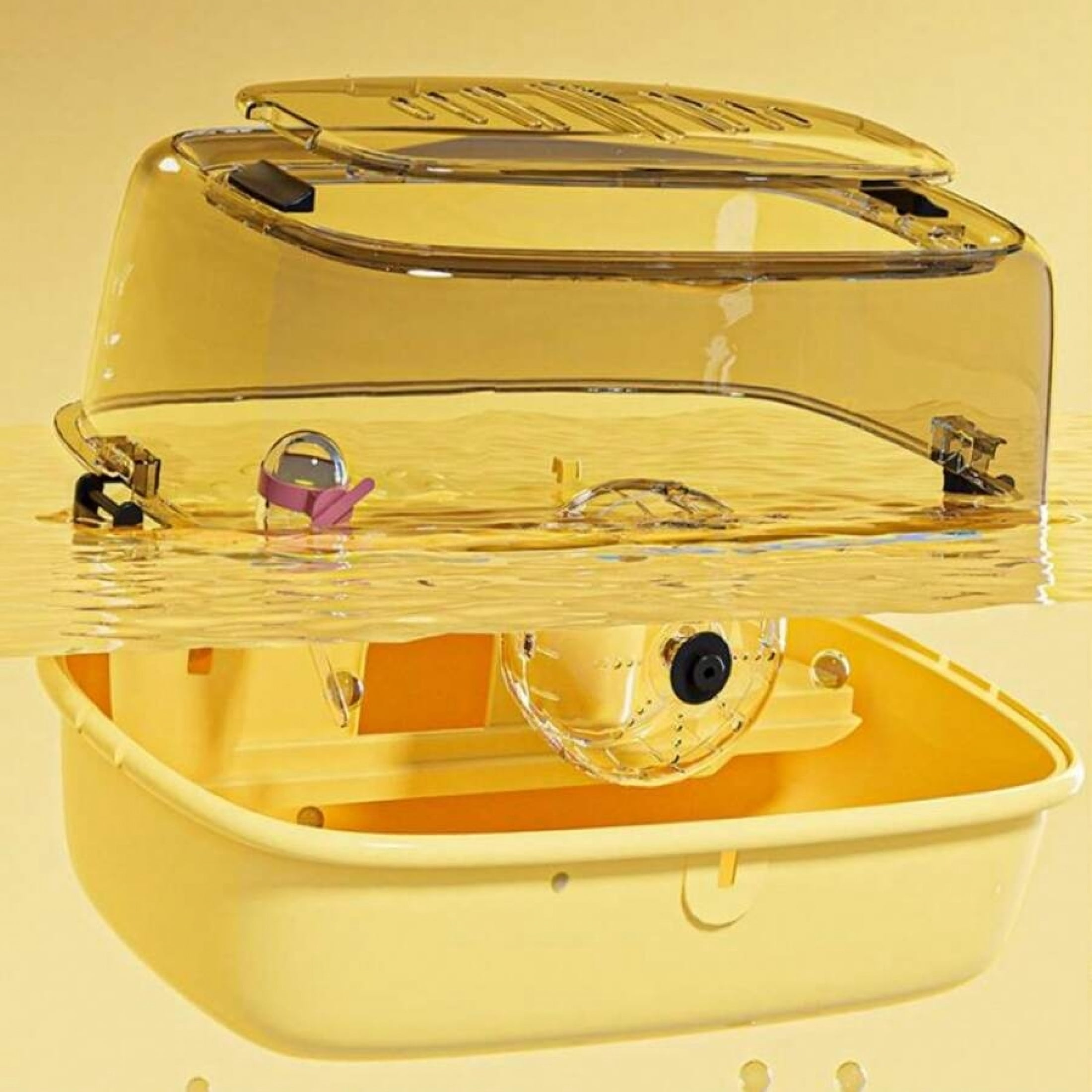 Large Double Layer Transparent Hamster Cage, Full View Ventilated Small Animal Villa with Running Wheel Water Bottle Food Basin, Openable Top Habitat Cage