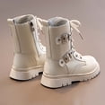 thumbnail image 6 of OGLCCG Girls Boots Mid Calf Side Zipper Leather Lace Up Classic Kids Motorcycle Boots Non-slip Round Toe Low Heel Booties for Girls Size 4-11, 6 of 8