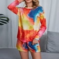 thumbnail image 5 of BLVB Women's Casual 2 Piece Outfits Printed Crew Neck Long Sleeve Tops and Shorts Matching Sets Loungewear Pajamas, 5 of 6