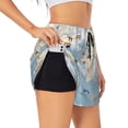 thumbnail image 3 of Lsque Animals Travel World Map Printed Women's Running Shorts with Liner Pockets,Elastic Quick Dry Workout Athletic Gym Yoga Shorts,Womens High Waist Shorts-Large, 3 of 9