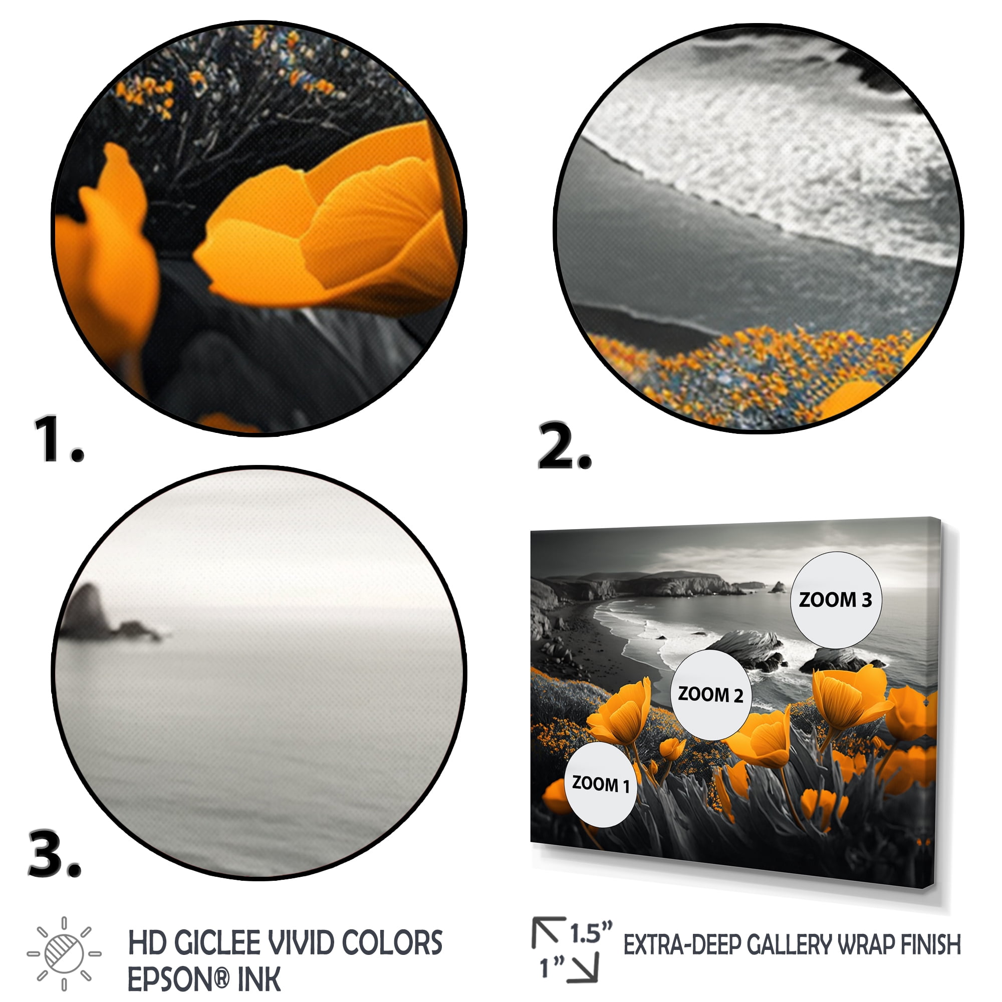 Designart Yellow Flowers By The Coast II Canvas Wall Art