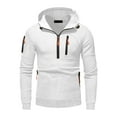 thumbnail image 4 of Momasggi Half Zip Hoodies with Zip Pockets for Men Tactical Hooded Sweatshirt Loose Casual Long Sleeve Hoodie Outdoor Workout Gym Pullover Tops White M, 4 of 5