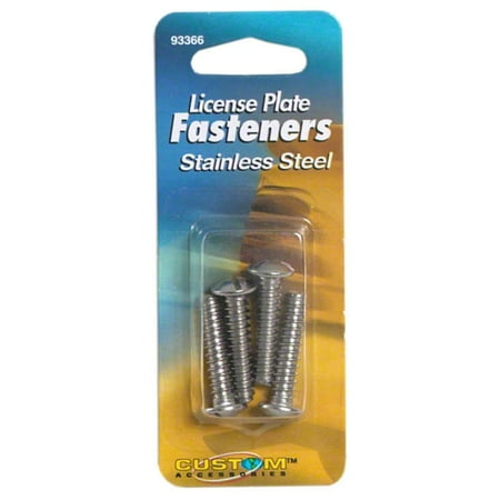 Custom Four - License Plate Fastener, Self-threading, Stainless Steel, 4 PK., Custom, 93366