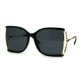 thumbnail image 3 of Womens Squared Butterfly 90s Chic Designer Sunglasses Black Gold Black, 3 of 4