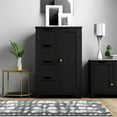 thumbnail image 4 of Wooden Bathroom Floor/Side Storage Organizer Cabinet with 4 Drawers and 1 Cupboard, Freestanding Entryway Storage Unit Console Table for Home Decor, 4 of 18