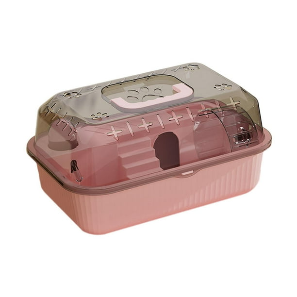 Estuche de transporte para hámster, jaula con ventilación para animales pequeños, caja de transporte para hámster con azúcar Rosa