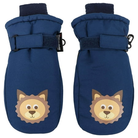 Mens Ski Gloves Mittens Children's Winter Fun Animal Character 3M Thinsulate Waterproof Ski Mitten Gloves,M,Royal#6 Lion ()