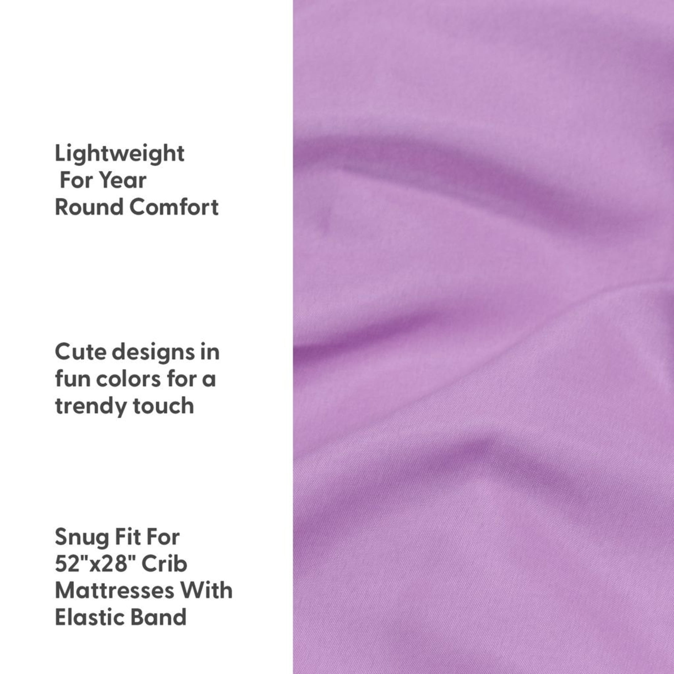 The Peanutshell Fitted Crib Sheets for Baby Girls, 4 Pack Set, Purple Floral