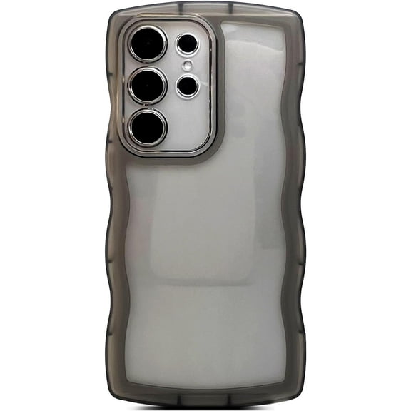 Compatible for Galaxy S20 Ultra Case 6.9", Curly Wave Design Transparent Shiny Case Cute Clear Transparent Shockproof Bumper Protection Soft Phone Cover Case for Women Girls Men,Clear/Black