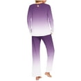 thumbnail image 4 of Cavosen Women's Pajamas Long Pants Long Sleeve with Pocket 2 Piece Outfit Sets Pants Tops Sleepwear Pleated Gradient Nightwear Lightweight Soft Homewear Fall Winter Clothes, 4 of 6