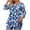 Blue, variant on BangWanChi 3/4 Length Sleeve Womens Tops Plus Size Women's Fashion Vintage Printed T-Shirt 3/4 Sleeves Blouse Round Neck Casual Tops