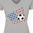 thumbnail image 4 of Inktastic Soccer Ball, Net with American Flag Colors Women's V-Neck T-Shirt, 4 of 5