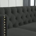 thumbnail image 5 of L-Shaped Sectional Sofa Couch, 82.2-Inch Velvet Tufted Upholstered Accent Sofa with Nailhead Trim and Gold Metal Legs, 5-Seater Chesterfield Corner Sofa with 3 Cushions for Living Room Office, Black, 5 of 7