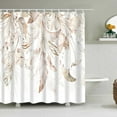 thumbnail image 3 of Fall Boho Tan Leaf Shower Curtain Beige Brown Leaves Floral Botanical Bathroom Curtain Waterproof Polyester Fabric Bath Curtain 72 x 72 Inch with 12 Plastic Hooks, 3 of 6