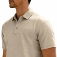 thumbnail image 4 of successthop Mens Golf Shirts with Pockets Big Mens Linen Quarter Button Collar T Shirt Short Sleeve Tops Solid Clothes, 4 of 7