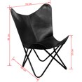 thumbnail image 4 of vidaXL Butterfly Chair Black Real Leather, 4 of 4