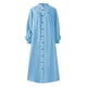 thumbnail image 4 of Vestido largo con cuello en V y botones para mujer: color liso, manga larga, poliéster, informal/de noche, S-XXL, 4 of 5