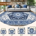 thumbnail image 3 of Yamaziot 5x7 Ft Area Rugs for Living Room, Washable Bedroom Throw Rug, Non-Slip Mat, Blue Medallion Distressed Boho Floor Carpet, 3 of 10