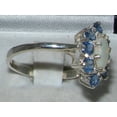 thumbnail image 4 of LBG British Made 10k White Gold Natural Opal & Sapphire Womens Statement Ring - 33 size options - Size 11.5, 4 of 9