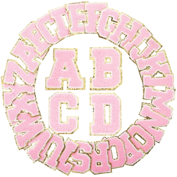 Luxshiny DIY Pink Letter Appliques, Easy to Use, Durable for Clothes and Hats, 26Pcs