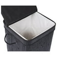 thumbnail image 4 of Drevy Square Laundry Hamper with Lid and Cloth Liner - Bamboo - Black - Easily Transport Laundry Basket - Collapsible Hamper - String Handles, 4 of 8