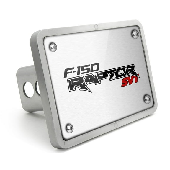 Ford F-150 Raptor SVT UV Graphic Brushed Silver Billet Aluminum 2 inch Tow Hitch Cover