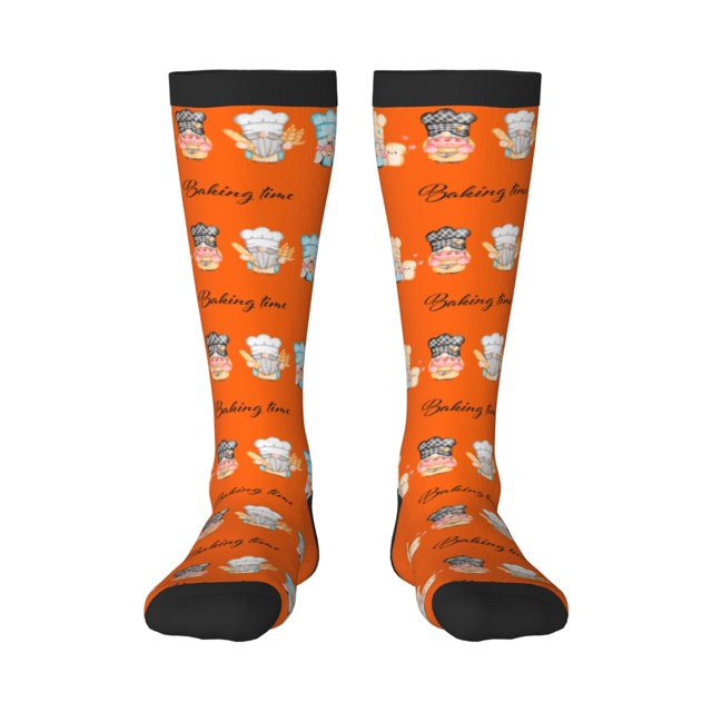 Fotbe Little Chef Gnome Calcetas Divertidas Estampadas para Hombre y Mujer, Calcetas de Algodón hasta la Rodilla para Caminar, Correr, Enfermería y Embarazo