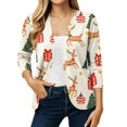thumbnail image 4 of EANJE Women Christmas Graphic Open Front Cardigan, 3/4 Sleeve Loose Lightweight Shrug, Casual Printed Thin Knit Layering Top Pink XL, 4 of 6