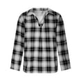 thumbnail image 3 of Ounisa Womens Button Down Flannel Shirts Long Sleeve Plaid Shackets Business Casual Blouse Top, 3 of 5