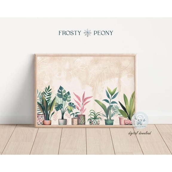 Modern Potted Plants Art Print, Contemporary Botanical Wall Decor Art, Wall Art, Modern Wall Decor, 8x12 UNFRAMED