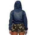 thumbnail image 4 of Women's Half Zip Denim Hoodie Pullover Jacket Jean Sweatshirt Tops, 4 of 5