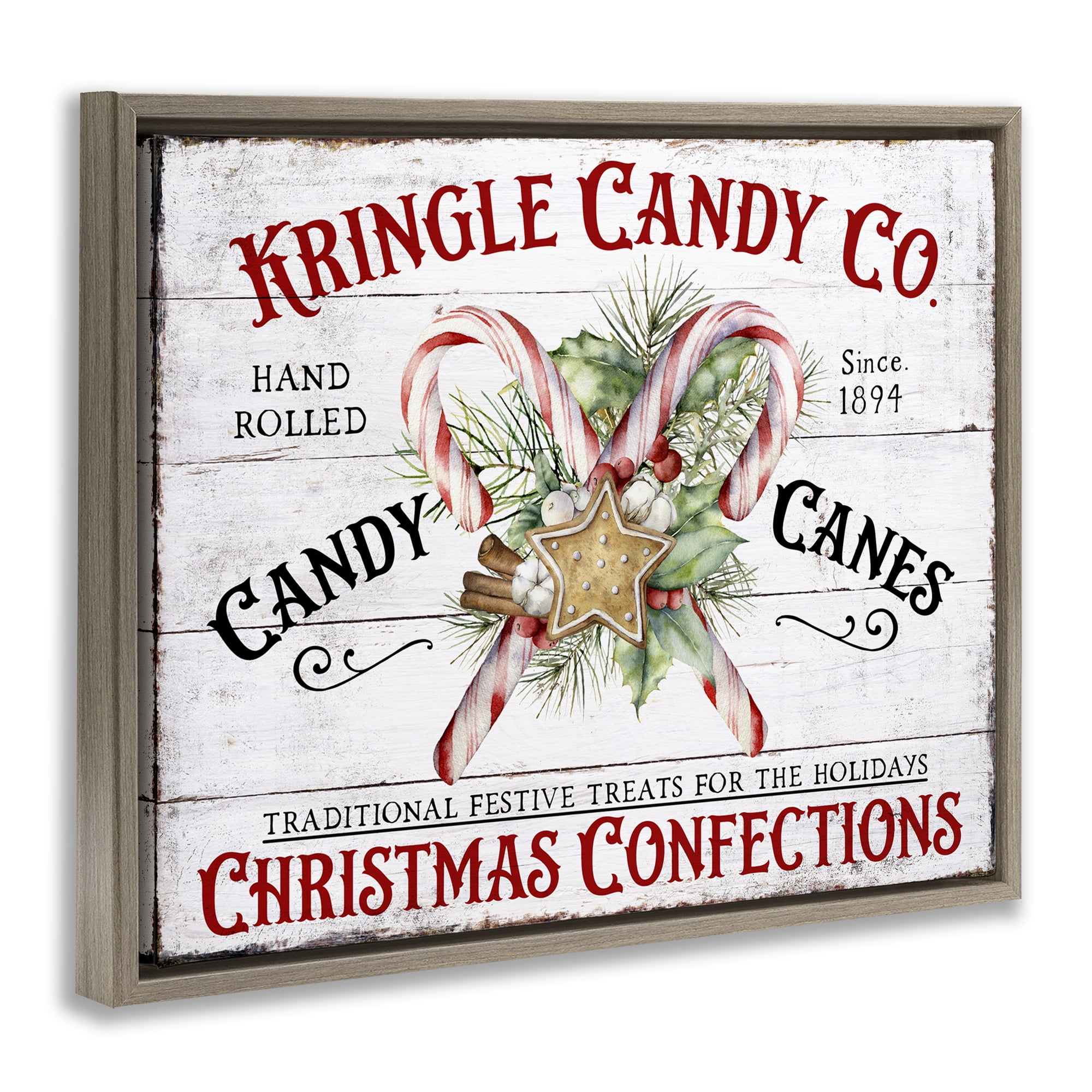 Stupell Industries Fresh Christmas Confections Holiday Painting Brown Floater Framed Canvas Art Prints Wall Art, 31 x 25