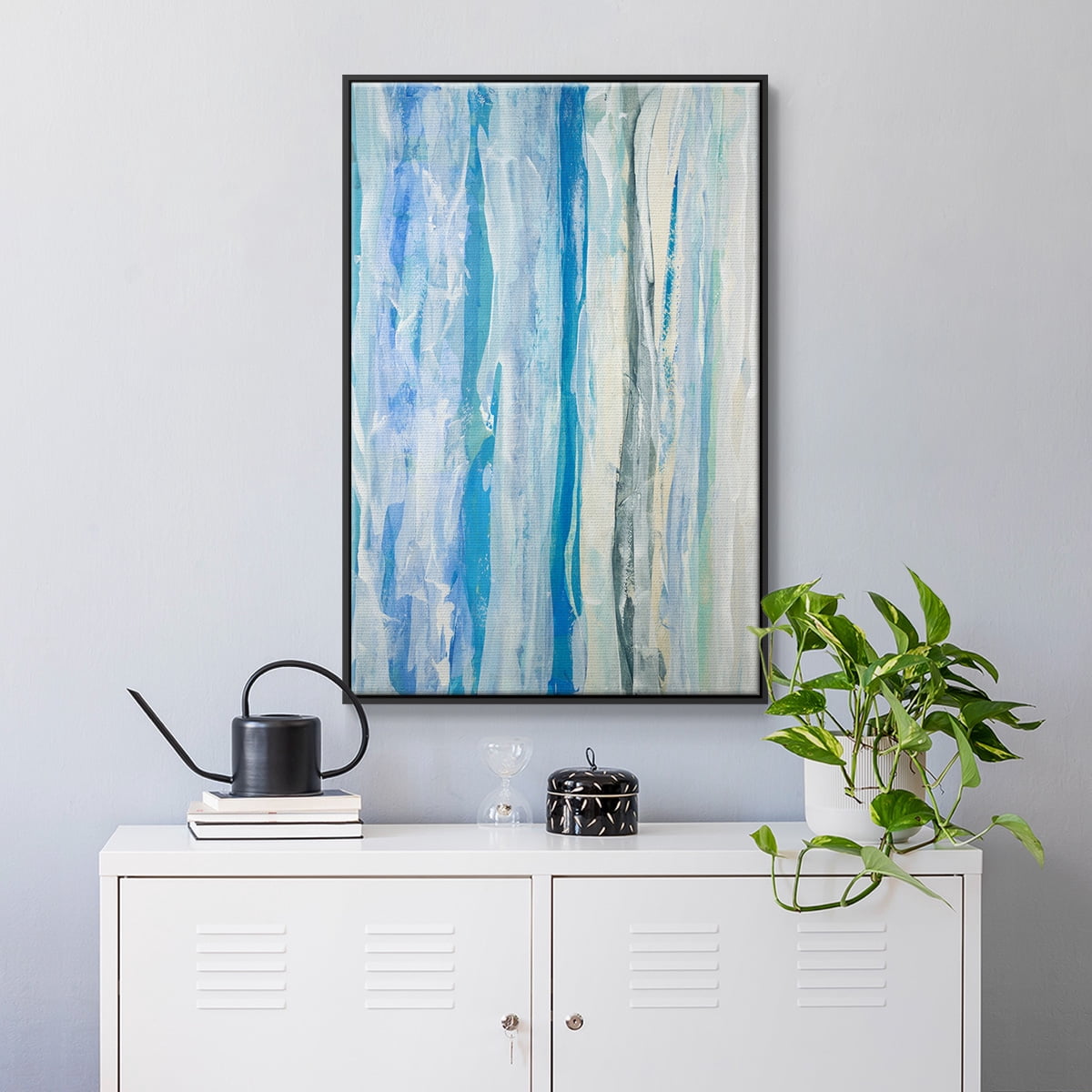 Swimming Ashore Framed Premium Gallery Wrapped Canvas - Ready to Hang - 17 x 25 - Black Floating Frame