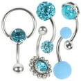 thumbnail image 1 of MasteelfCA 5pcs Belly Button Rings Belly Button Nails Navel Piercing Rings Women Body Jewelries, 1 of 8