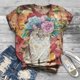 thumbnail image 1 of Pntutb Camiseta de manga corta suelta de una pieza con estampado de gato lindo y sexy para mujer Pntutb Pntutb-3800, 1 of 9