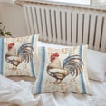 thumbnail image 7 of Waterproof Throw Pillow Covers Set of 2, 20x20 Inch Retro Rooster Decorative Pillowcases Outdoor Pillow Slip Cushion Covers Set for Couch Tent Farmhouse Striped Watercolor Animals, 7 of 7